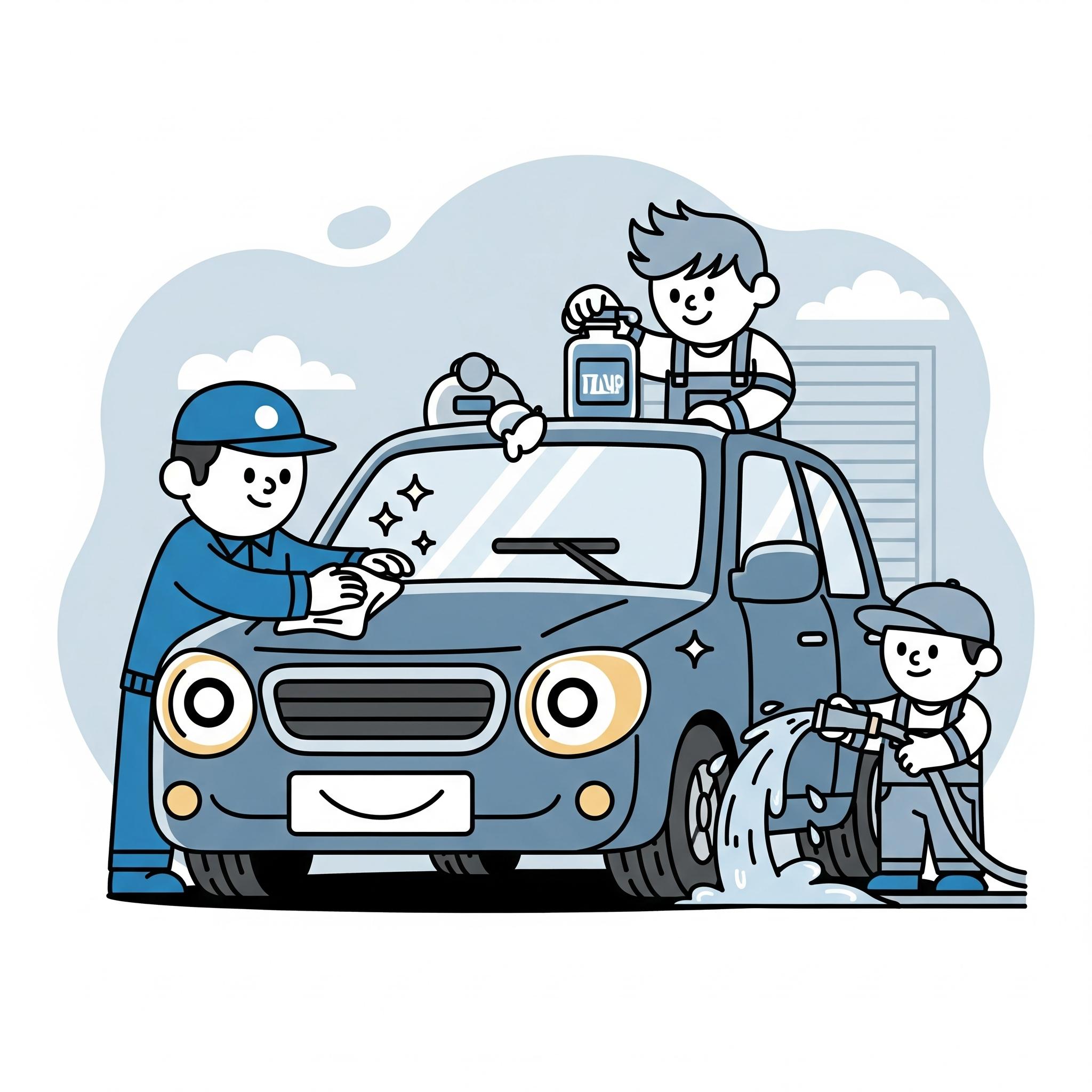 กราฟิกการ์ตูนรถยนต์และการดูแล